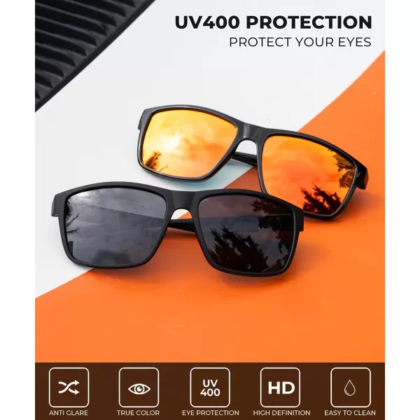 KALIYADI Polarized Sunglasses Men MensSunglasses Unisex Polarized Sun Glasses Lightweight Driving Fishing UV ProtectionC03glossy Black
