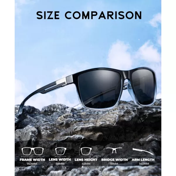 KALIYADI Polarized Sunglasses Men MensSunglasses Unisex Polarized Sun Glasses Lightweight Driving Fishing UV ProtectionC03glossy Black