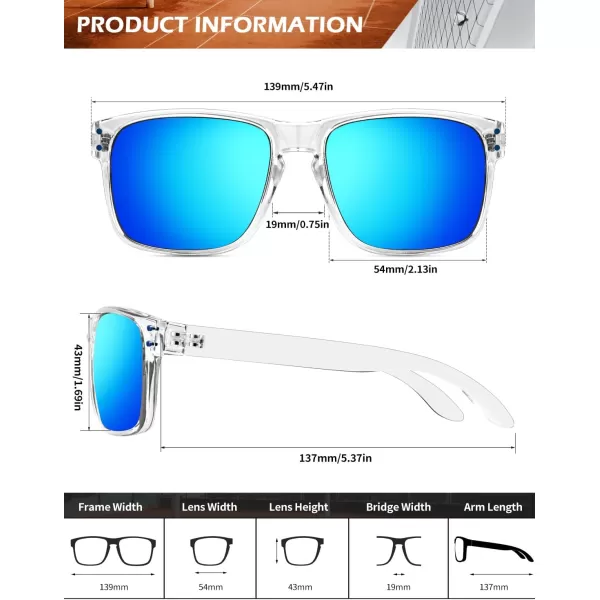 KALIYADI Polarized Sunglasses for Men and Women Vintage Style Sun Glasses for Fishing Running Driving with UV Protection3 Pack Clear Frame Dark BlueGreenRainbow