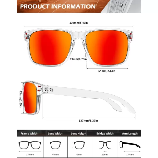 KALIYADI Polarized Sunglasses for Men and Women Vintage Style Sun Glasses for Fishing Running Driving with UV Protection3 Pack Clear Frame GreyIce BlueRed