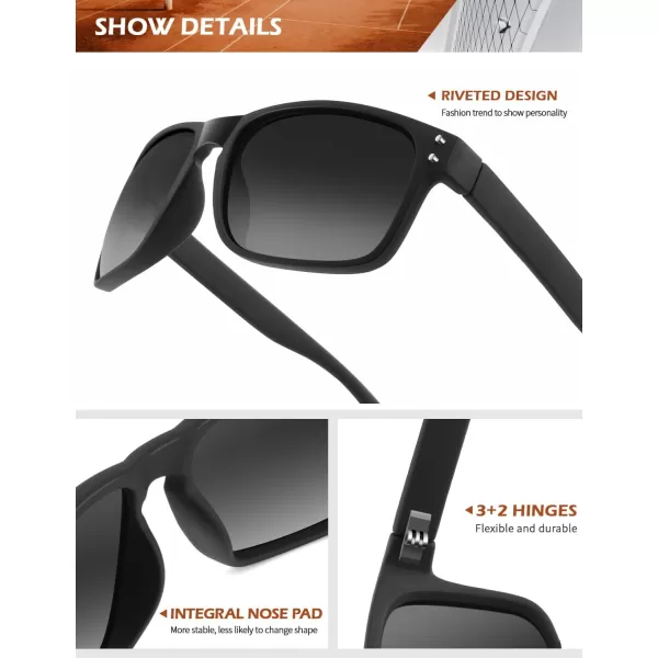 KALIYADI Polarized Sunglasses for Men and Women Vintage Style Sun Glasses for Fishing Running Driving with UV Protection3 Pack Gradient Grey  Silver Rivet