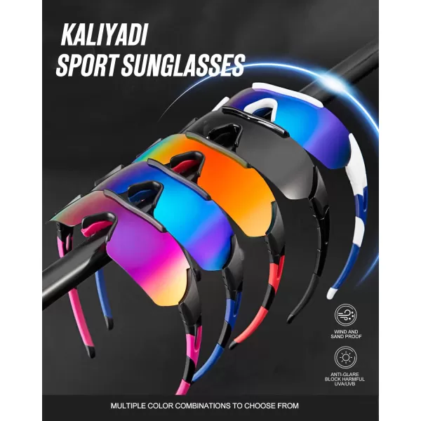 KALIYADI Sports Sunglasses for Men Polarized Mens Sunglasses Polarized UV400 Protection for Cycling Baseball 3 Packs