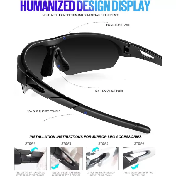 KALIYADI Sports Sunglasses for Men Polarized Mens Sunglasses Polarized UV400 Protection for Cycling Baseball 3 Packs