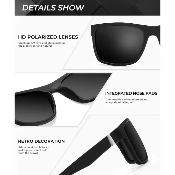 KALIYADI Sunglasses Men MensSunglasses PolarizedSunglassesMen Polarized Sun Glasses With UV400 Protection for DrivingA02blackG15