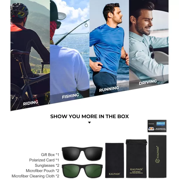 KALIYADI Sunglasses Men MensSunglasses PolarizedSunglassesMen Polarized Sun Glasses With UV400 Protection for DrivingA02blackG15