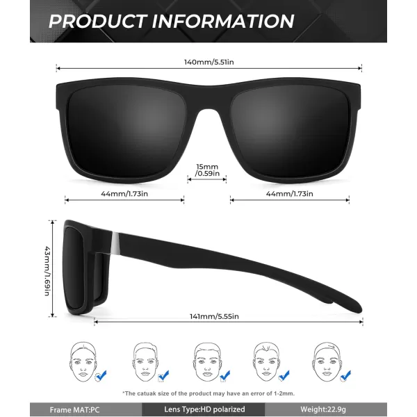 KALIYADI Sunglasses Men MensSunglasses PolarizedSunglassesMen Polarized Sun Glasses With UV400 Protection for DrivingA02blackG15