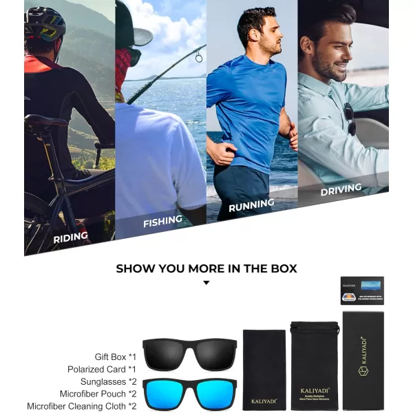 KALIYADI Sunglasses Men MensSunglasses PolarizedSunglassesMen Polarized Sun Glasses With UV400 Protection for DrivingA03blackIce Blue