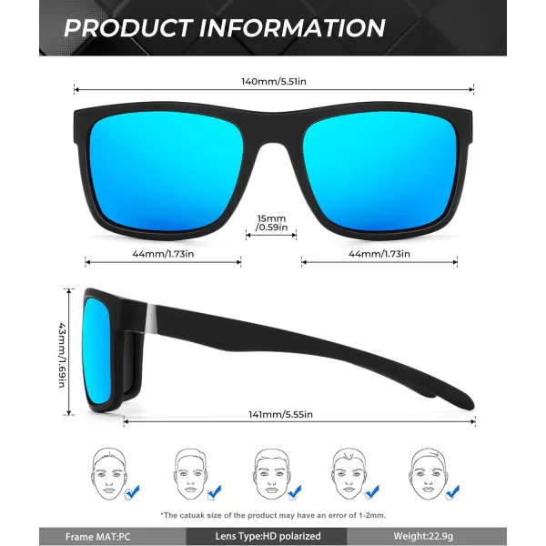 KALIYADI Sunglasses Men MensSunglasses PolarizedSunglassesMen Polarized Sun Glasses With UV400 Protection for DrivingA03blackIce Blue