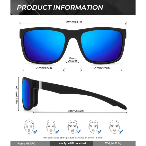 KALIYADI Sunglasses Men MensSunglasses PolarizedSunglassesMen Polarized Sun Glasses With UV400 Protection for DrivingA04blackDark Blue