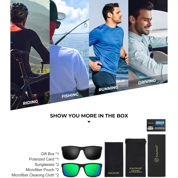 KALIYADI Sunglasses Men MensSunglasses PolarizedSunglassesMen Polarized Sun Glasses With UV400 Protection for DrivingA05blackGreen