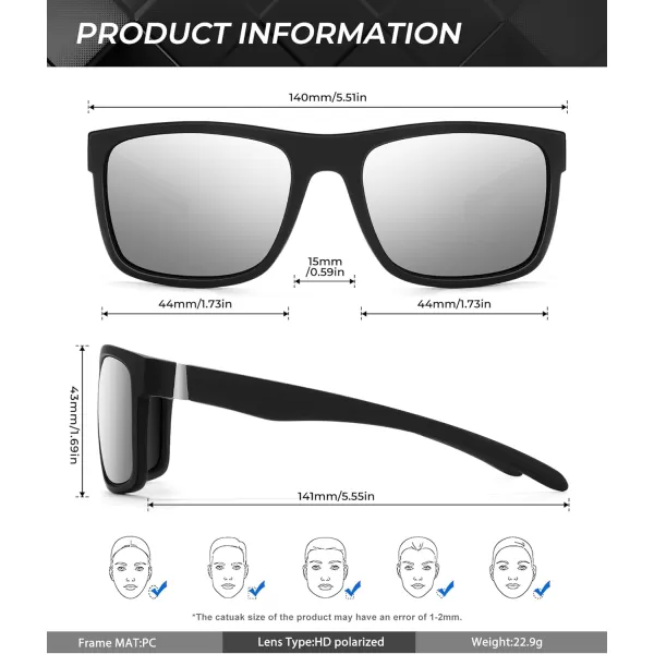 KALIYADI Sunglasses Men MensSunglasses PolarizedSunglassesMen Polarized Sun Glasses With UV400 Protection for DrivingA07blackSilver