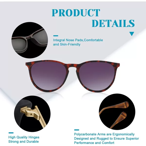 KALIYADI Sunglasses Womens Polarized WomensSunglasses Trendy Sun Glasses with UV400 Retro Style for Party Beach ShoppingA08 Round Leopard Frame Gradient Violet Lens