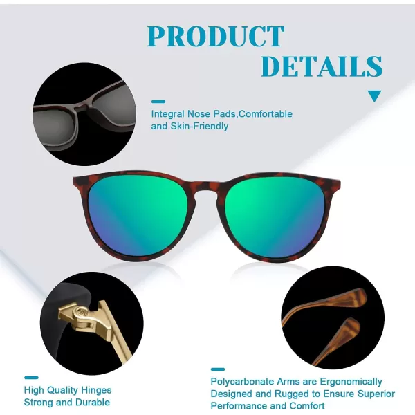 KALIYADI Sunglasses Womens Polarized WomensSunglasses Trendy Sun Glasses with UV400 Retro Style for Party Beach ShoppingA09 Round Leopard Frame Green Lens