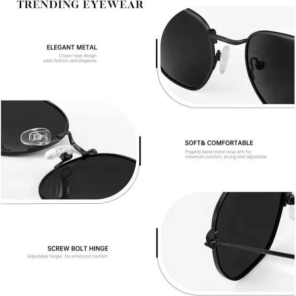 KALIYADI Sunglasses for Women and Men Polarized Square UV Protection Trendy Metal Frame Hexagon SunglassesA4 2 Pack BlackGrey  GoldBlue Hexagonal