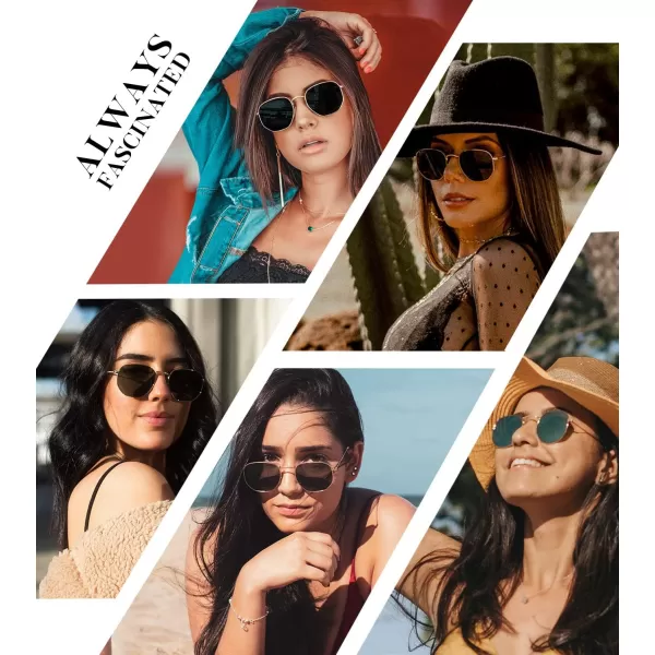 KALIYADI Sunglasses for Women and Men Polarized Square UV Protection Trendy Metal Frame Hexagon SunglassesAa2 3 Pack BlackGrey  GoldGrey  GoldBrown Hexagonal