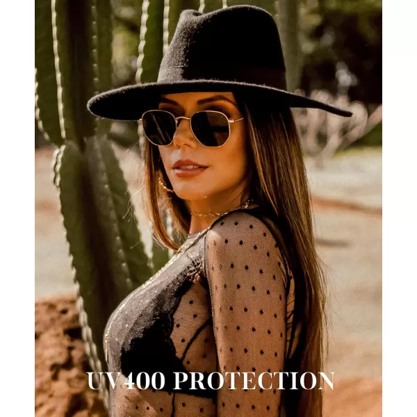 KALIYADI Sunglasses for Women and Men Polarized Square UV Protection Trendy Metal Frame Hexagon SunglassesBb3 GoldGrey Glass Lennon Polarizedhexagonal