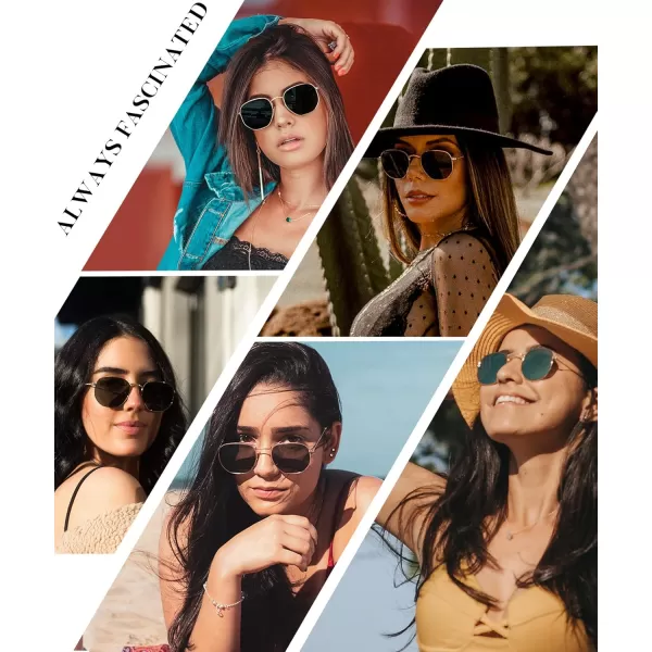 KALIYADI Sunglasses for Women and Men Polarized Square UV Protection Trendy Metal Frame Hexagon SunglassesBb3 GoldGrey Glass Lennon Polarizedhexagonal