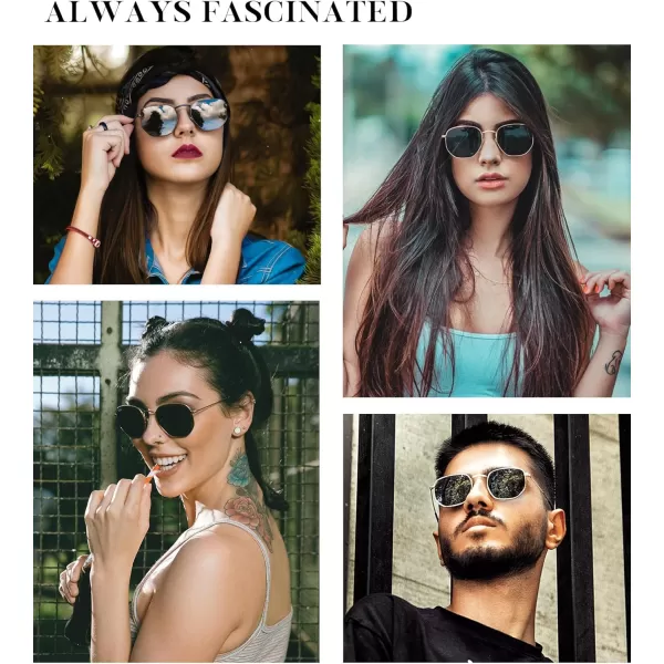KALIYADI Sunglasses for Women and Men Polarized Square UV Protection Trendy Metal Frame Hexagon SunglassesBb5 GoldG15 Glass Lennon Polarizedhexagonal