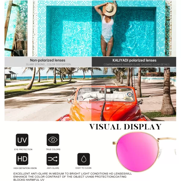 KALIYADI Sunglasses for Women and Men Polarized Square UV Protection Trendy Metal Frame Hexagon SunglassesC10 2 Pack 19 GoldBlue  GoldPink Round