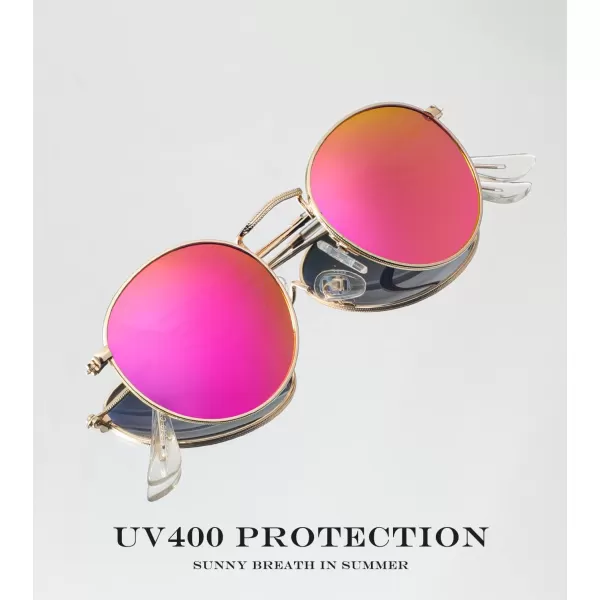 KALIYADI Sunglasses for Women and Men Polarized Square UV Protection Trendy Metal Frame Hexagon SunglassesC10 2 Pack 19 GoldBlue  GoldPink Round