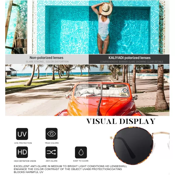 KALIYADI Sunglasses for Women and Men Polarized Square UV Protection Trendy Metal Frame Hexagon SunglassesC10 2 Pack LeopardGrey  GoldG15 Round