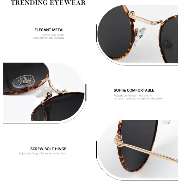 KALIYADI Sunglasses for Women and Men Polarized Square UV Protection Trendy Metal Frame Hexagon SunglassesC10 2 Pack LeopardGrey  GoldG15 Round
