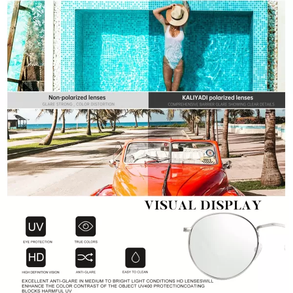 KALIYADI Sunglasses for Women and Men Polarized Square UV Protection Trendy Metal Frame Hexagon SunglassesC11 2 Pack 20 GoldPink  SilverSilver Round