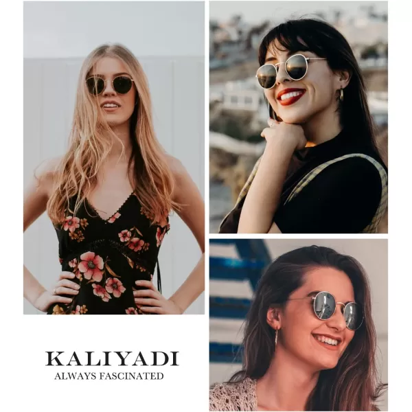 KALIYADI Sunglasses for Women and Men Polarized Square UV Protection Trendy Metal Frame Hexagon SunglassesD6 GoldBlue Round
