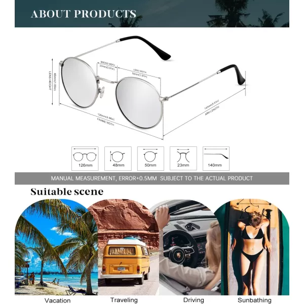 KALIYADI Sunglasses for Women and Men Polarized Square UV Protection Trendy Metal Frame Hexagon SunglassesD8 SilverSilver Round