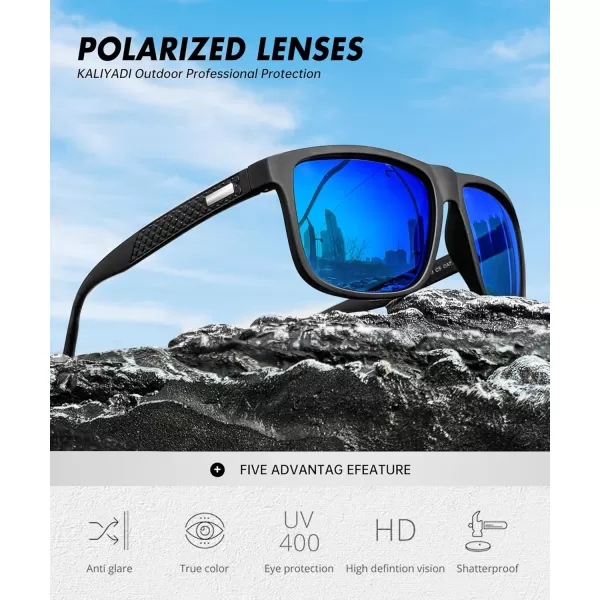KALIYADI SunglassesMen PolarizedSunglasses Mens Sunglasses Sun Glasses UV Protection Unisex Lightweight Driving GolfA02blackIce BlueDark Blue