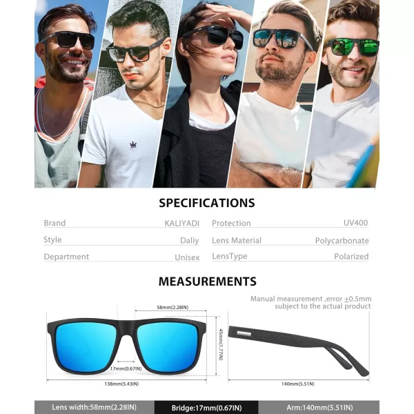KALIYADI SunglassesMen PolarizedSunglasses Mens Sunglasses Sun Glasses UV Protection Unisex Lightweight Driving GolfA02blackIce BlueDark Blue