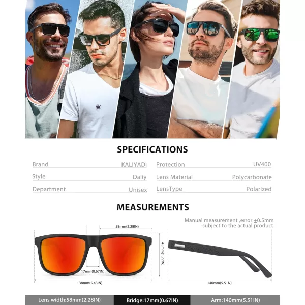 KALIYADI SunglassesMen PolarizedSunglasses Mens Sunglasses Sun Glasses UV Protection Unisex Lightweight Driving GolfA05blackDark BlueRed