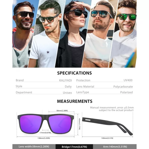 KALIYADI SunglassesMen PolarizedSunglasses Mens Sunglasses Sun Glasses UV Protection Unisex Lightweight Driving GolfA06blackIce BluePurple