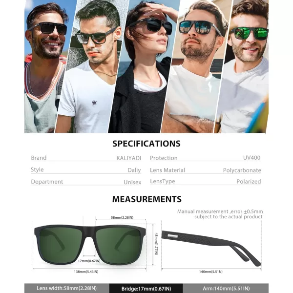 KALIYADI SunglassesMen PolarizedSunglasses Mens Sunglasses Sun Glasses UV Protection Unisex Lightweight Driving GolfA07blackG15Brown