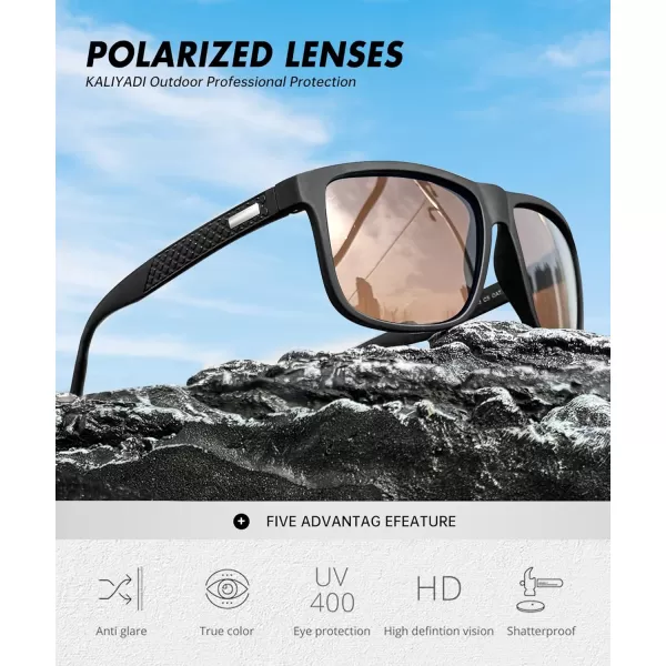 KALIYADI SunglassesMen PolarizedSunglasses Mens Sunglasses Sun Glasses UV Protection Unisex Lightweight Driving GolfA07blackG15Brown