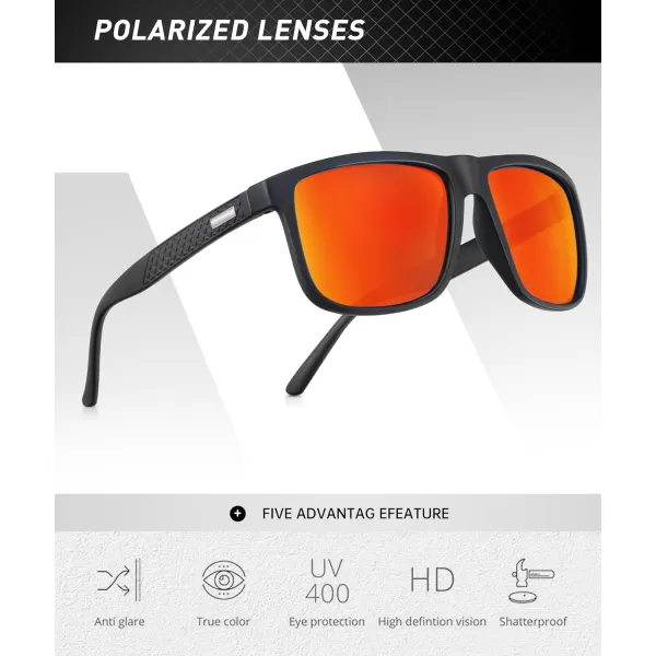 KALIYADI SunglassesMen PolarizedSunglasses Mens Sunglasses Sun Glasses UV Protection Unisex Lightweight Driving GolfB02blackRed