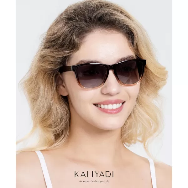 KALIYADI WomensSunglasses Polarized SunglassesWomens Trendy Retro Sun Glasses with UV Protection for Travel DrivingA02blackGradient BrownPink