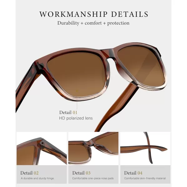 KALIYADI WomensSunglasses Polarized SunglassesWomens Trendy Retro Sun Glasses with UV Protection for Travel DrivingA02blackGradient BrownPink
