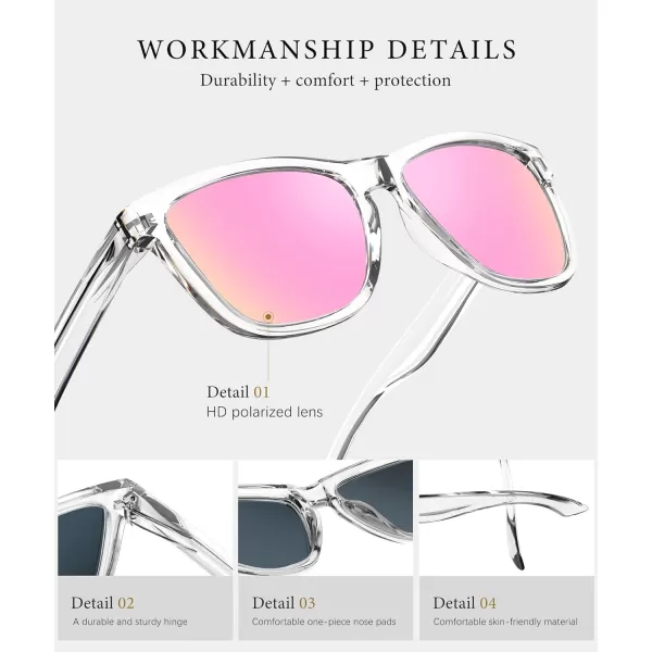 KALIYADI WomensSunglasses Polarized SunglassesWomens Trendy Retro Sun Glasses with UV Protection for Travel DrivingA11greenIce BlueDark Pink