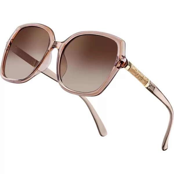KALIYADI Classic Polarized Sunglasses for Women Trendy Square Ladies Sun Glasses Shades Sparkling Frame UV400 Protection02 Tawny Frame Tawny Lens