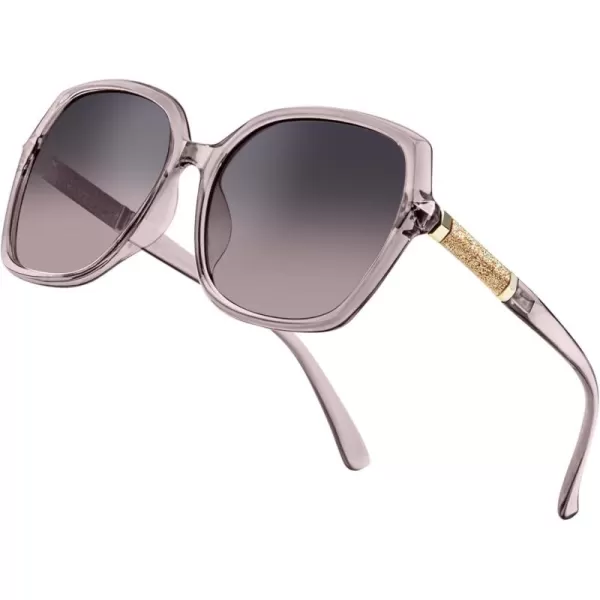 KALIYADI Classic Polarized Sunglasses for Women Trendy Square Ladies Sun Glasses Shades Sparkling Frame UV400 Protection04 Gradient Purple Frame Gray to Purple Lens