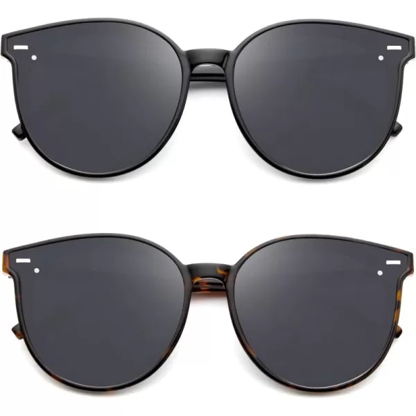 KALIYADI Classic Sunglasses for Women Retro Trendy Oversized Sun Glasses UV ProtectionF4 Blackround  Leopardround