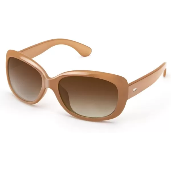 KALIYADI Graceful Square Sunglasses For Women Wrap Frame with UV Protection05 Pure Brown Brown Gradient