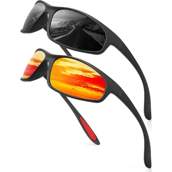 KALIYADI MensSunglasses Polarized SunglassesMen Sports Sport Sun Glasses for Running Cycling Fishing with UV ProtectionA04blackRed