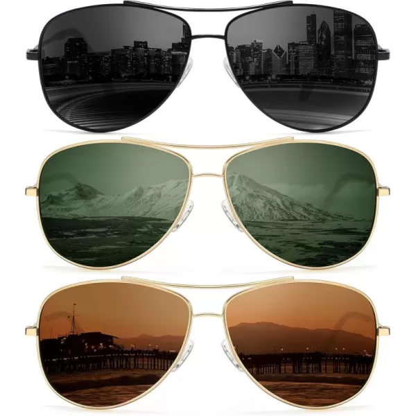 KALIYADI Polarized AviatorSunglassesforMen Women MensSunglasses Lightweight Polit Sun Glasses Upgraded UV400 for DrivingA1blackBrownG15