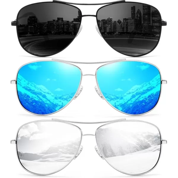 KALIYADI Polarized AviatorSunglassesforMen Women MensSunglasses Lightweight Polit Sun Glasses Upgraded UV400 for DrivingA3blackIce BlueSilver