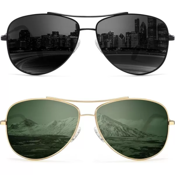 KALIYADI Polarized AviatorSunglassesforMen Women MensSunglasses Lightweight Polit Sun Glasses Upgraded UV400 for DrivingB1blackG15