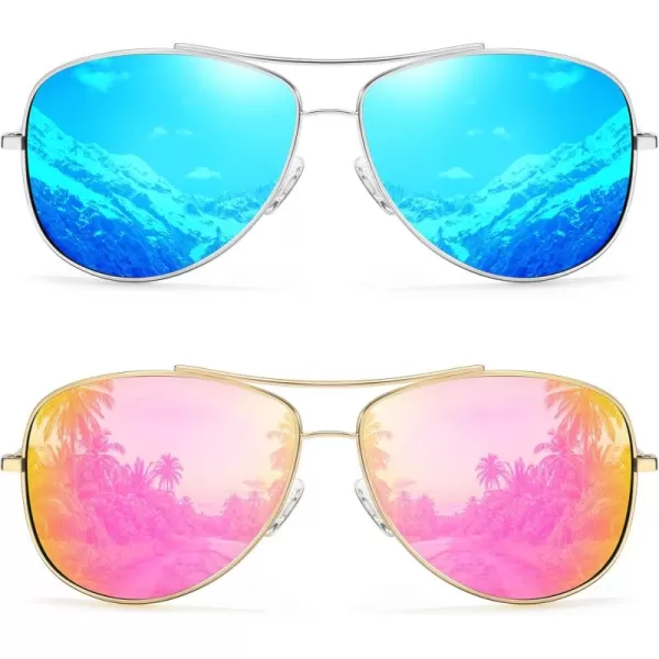 KALIYADI Polarized AviatorSunglassesforMen Women MensSunglasses Lightweight Polit Sun Glasses Upgraded UV400 for DrivingB2ice BluePink
