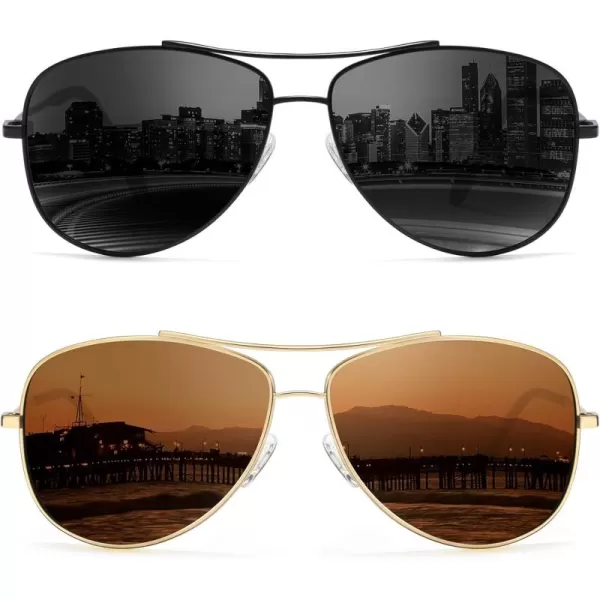 KALIYADI Polarized AviatorSunglassesforMen Women MensSunglasses Lightweight Polit Sun Glasses Upgraded UV400 for DrivingB3blackBrown