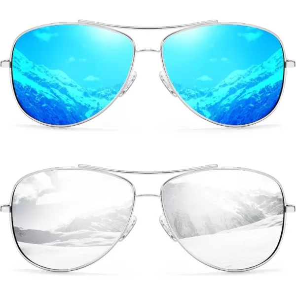 KALIYADI Polarized AviatorSunglassesforMen Women MensSunglasses Lightweight Polit Sun Glasses Upgraded UV400 for DrivingB4ice BlueSilver